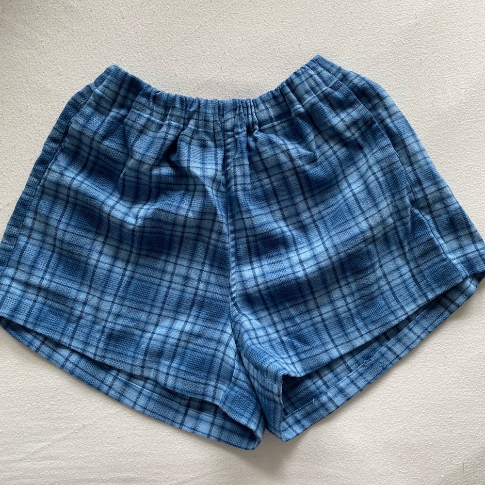 Brandy Melville Blue Logan Plaid Shorts